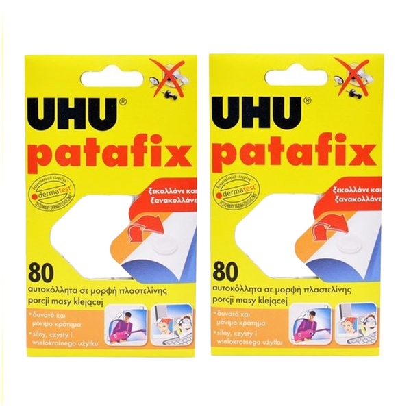 2 x UHU Patafix Glue Pads - White Reusable Removable - Pack of 80 Pads - PEGAS  STORE