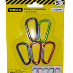 Coloured Metal Carabiner Hooks Clip for Hanging Keychain 4.7x2.5 cm - 5 pcs