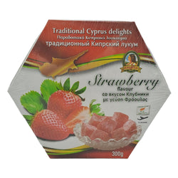 Traditional Cyprus/Turkish Loukoumi Delight 300g/10.5oz- 1 x Strawberry Flavour