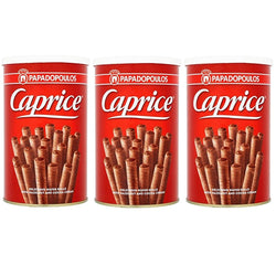 3 x Caprice Papadopoulou Classic Wafer Rolls with hazelnut & Cocoa Cream 250g