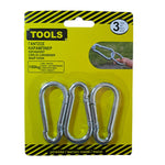 Metal Carabiner Hooks Clip Hanging Keychain Strong 100Kg Max 6.5x3.5 cm - 3 pcs