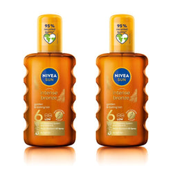 2 x Nivea Sun Carotene Oil Spray SPF-6 - Golden Long Lasting Tan Vitamin E - 200 ml