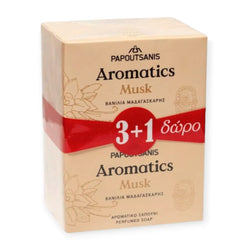 Papoutsanis Aromatic Perfumed Soap MUSK - Madagascar Vanilla - Pack of 4 x 100g
