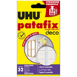 UHU patafix Homedeco glue pads for home decoration max 2kg , 32 pads (White color) : Removable and Reusable Glue Pads , product of Germany by Uhu