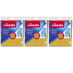 3 x Vileda Window & Glass Cleaning Cloth Streak Free Shine Cleaning 30% Microfibre