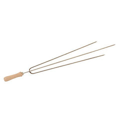 Cyprus Set of 3 Stainless Steel Greek Cypriot Barbecue BBQ Grill Foukou Souvlaki Kebab 3-Prong Skewers with Wooden Handles