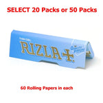 Rizla Thin Ciel Blue Regular Size Rolling Papers Slow Burn -Select 20 or 50 Pack