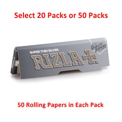Rizla Super Thin SILVER Regular Size Rolling Papers - Select 20 or 50 Packs