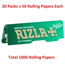 20-Packs Rizla Medium Thin Green Regular Size Rolling Papers x 50 Papers each