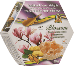 Traditional Cyprus/Greek Loukoumi Delight Sweets 300g- 1 x Box Blosson & Peanuts