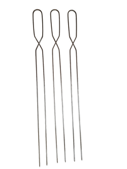 3 x Stainless Steel 2-Prong Small Skewers 50cm Cyprus Greek BBQ Foukou Souvlaki