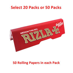 Rizla Medium Thin RED Regular Size Rolling Papers - Select 20 or 50 Packs