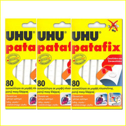 3 x UHU Patafix Glue Pads - White Reusable Removable - Pack of 80 Pads