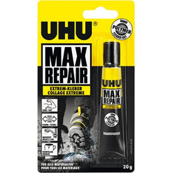 UHU Max Repair Extreme Adhesive Transparent Glue Water Resistance- 3 x 20g Tube