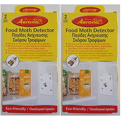 Aerona Food Moth Detector Non-Toxic & Odourless Glue Trap - 2 Packs of 2 Traps Total 4 traps