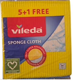 Vileda Sponge Cloth Cloth 5+1 Pcs Super Water-Absorbent 18 x 20cm