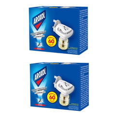 Aroxol 2 x Plug for both Mat and Liquid Refills + 2 x Liquid Refill for Mosquito, Flys, Insects, midges and Tiger Mosquito Bite, Repellent Killer/Replace for 60 nights