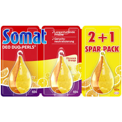 CleanRight SOMAT Duo-Perls Dishwasher freshener Lemon/Orange Set of 3 (Approx.180 Washes) Made in Germany