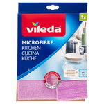 Vileda Microfibre Kitchen Towel, 2 Cleaning Sides - Cleaning Power Meets Streak-Free Shine, 32 x 1 x 32 cm, Colour: Purple, Pack of 1