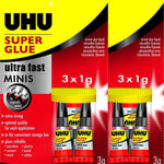 UHU Super Glue Mini Liquid 3 x 1 g (Pack of 2)