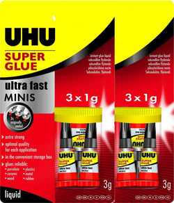 UHU Super Glue Mini Liquid 3 x 1 g (Pack of 2)