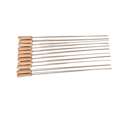 11 x Stainless Steel Greek Cypriot Barbecue BBQ Grill Foukou Souvlaki Kebab Skewers with Wooden Handles