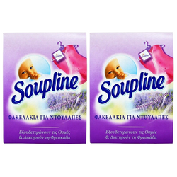 2 x Soupline Lavender Air Freshener x 3 Hanging Sachet / Purple Bags For Clothes