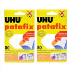 UHU Patafix Glue Pads - White Reusable Removable - 2 x Pack of 80 Pads