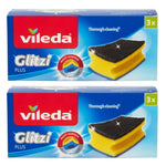 Vileda Glitzi Plus Washing Up Sponge with Anti-Bacterial Coatin - Packs of 3