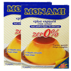 MONAMI Cream Caramel Mix & Caramel Syrup Zero 0% No Added Sugar - 2 Packs of 110g