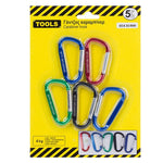 Coloured Metal Carabiner Hooks Clip for Hanging Keychain 6.5x3.5 cm - 5 pcs