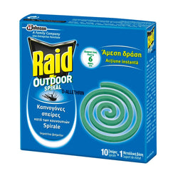 Raid Anti Mosquito Repellent Coils For Mosquitoes & Tiger Mosquitoes - 10 Colis in Pack